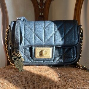 Karl Lagerfeld Black and Gold Quilted Crossbody Bag